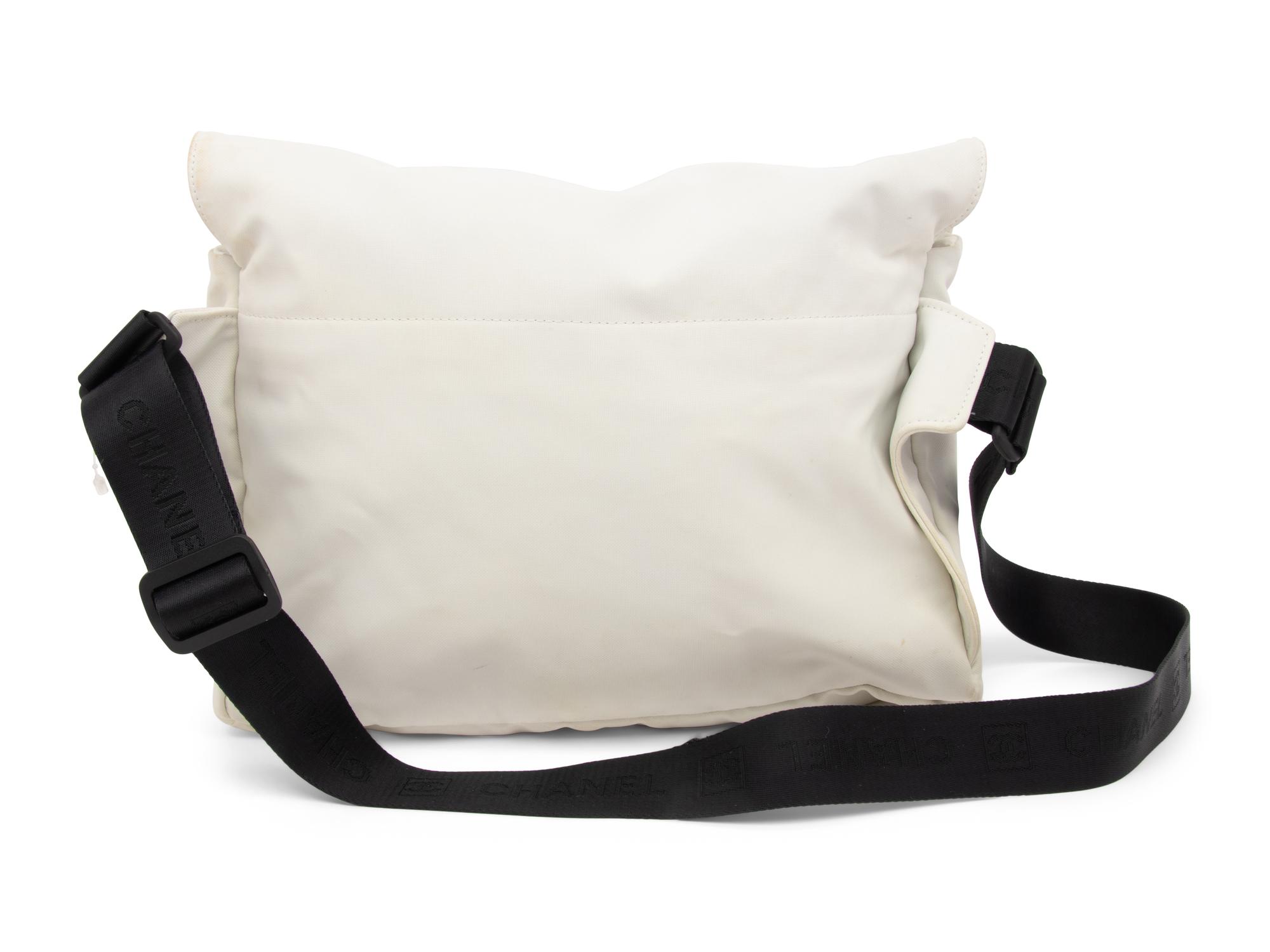 Chanel, White Nylon Messenger Bag