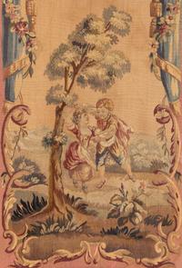 A French Tapestry-Inset Giltwood Three-Panel Floor Screen