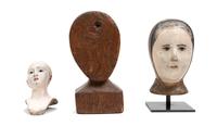 A Neapolitan Gessoed Wood Head of a Saint Height of largest 12 1/2 inches. — 19TH CENTURY