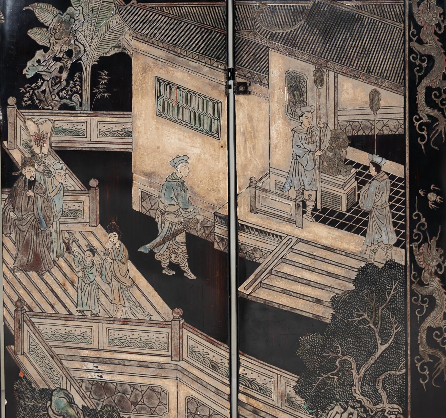 A Chinese Lacquer Eight-Panel Screen