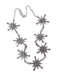 Navajo Sandcast Silver and Turquoise Star Necklace