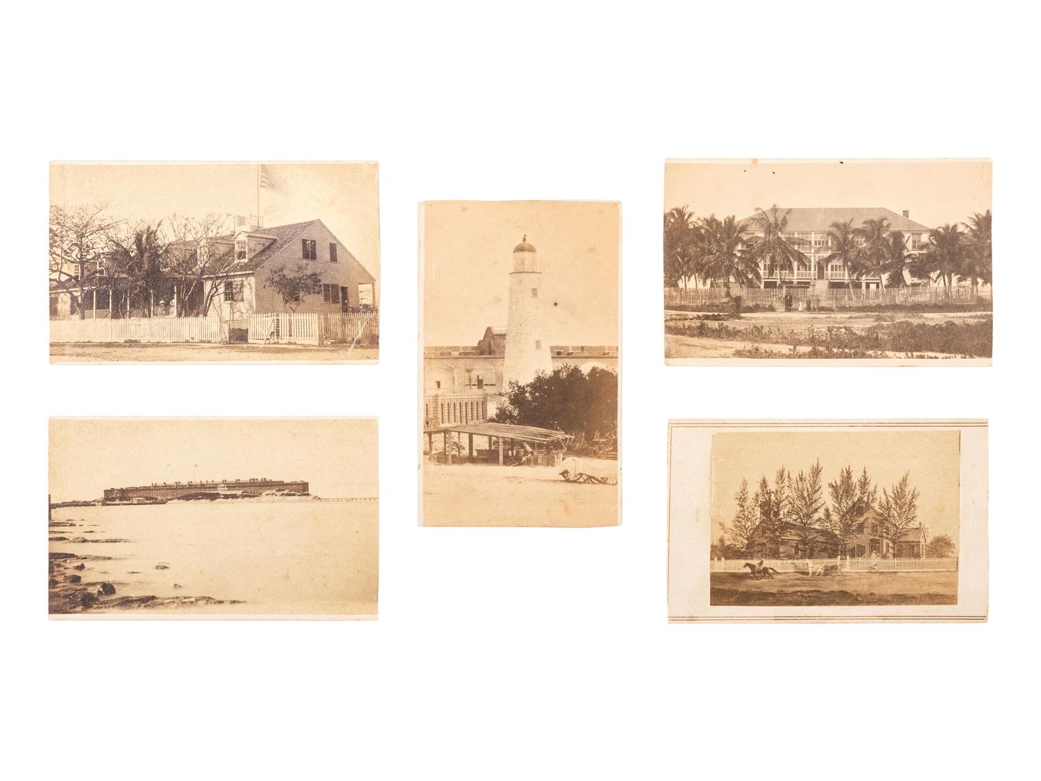 [CIVIL WAR]. A group of 5 CDVs of Key West, Florida, incl. Fort Zachary Taylor and the Naval Hospital.