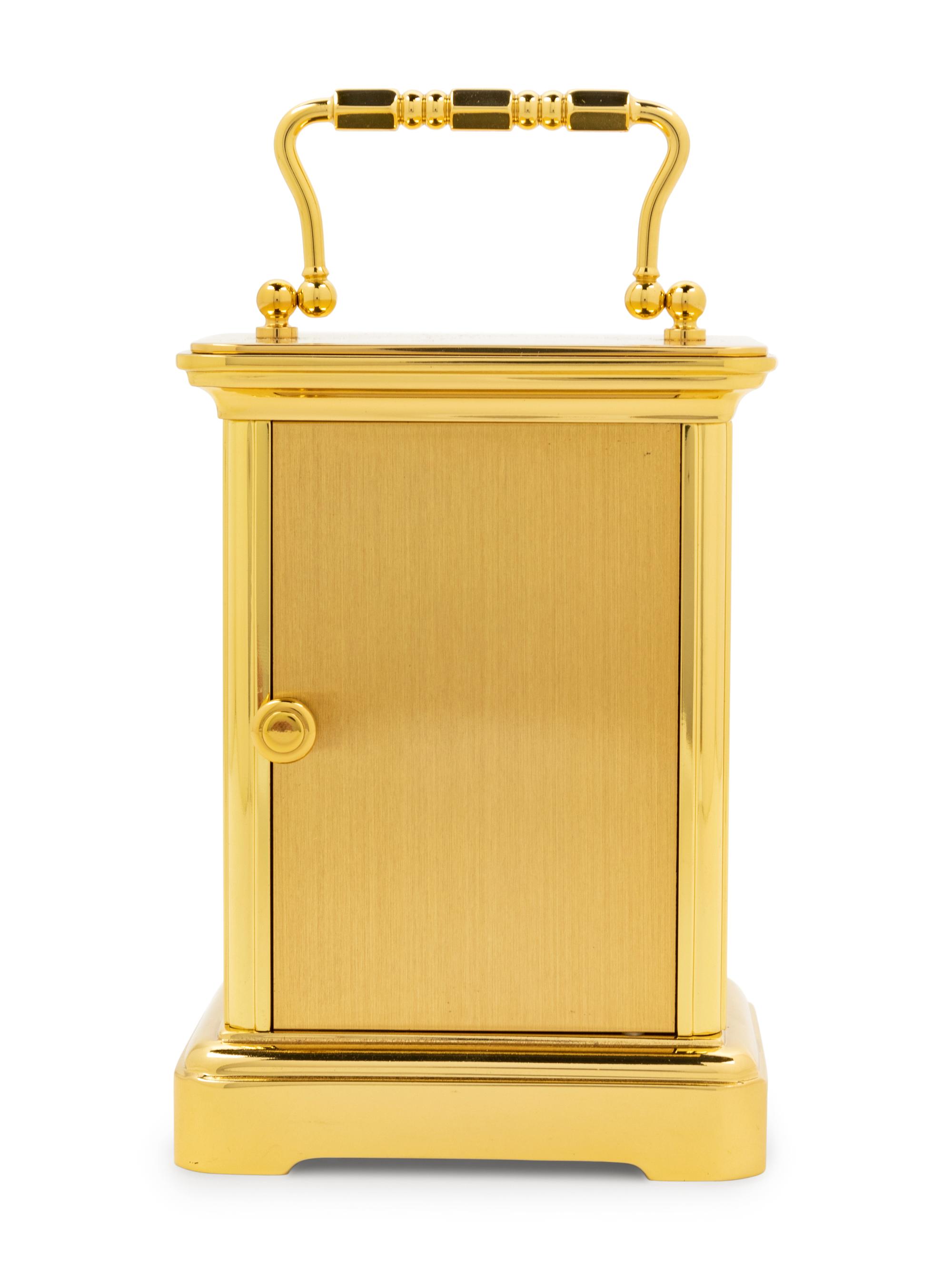 A Swiss Gilt Brass Carriage Clock Retailed by Tiffany & Co.