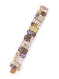 MULTICOLOR QUARTZ AND DIAMOND BRACELET