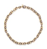 An 18 Karat Yellow Gold and Sterling Silver 'Medium Oval Link' Necklace, David Yurman,
