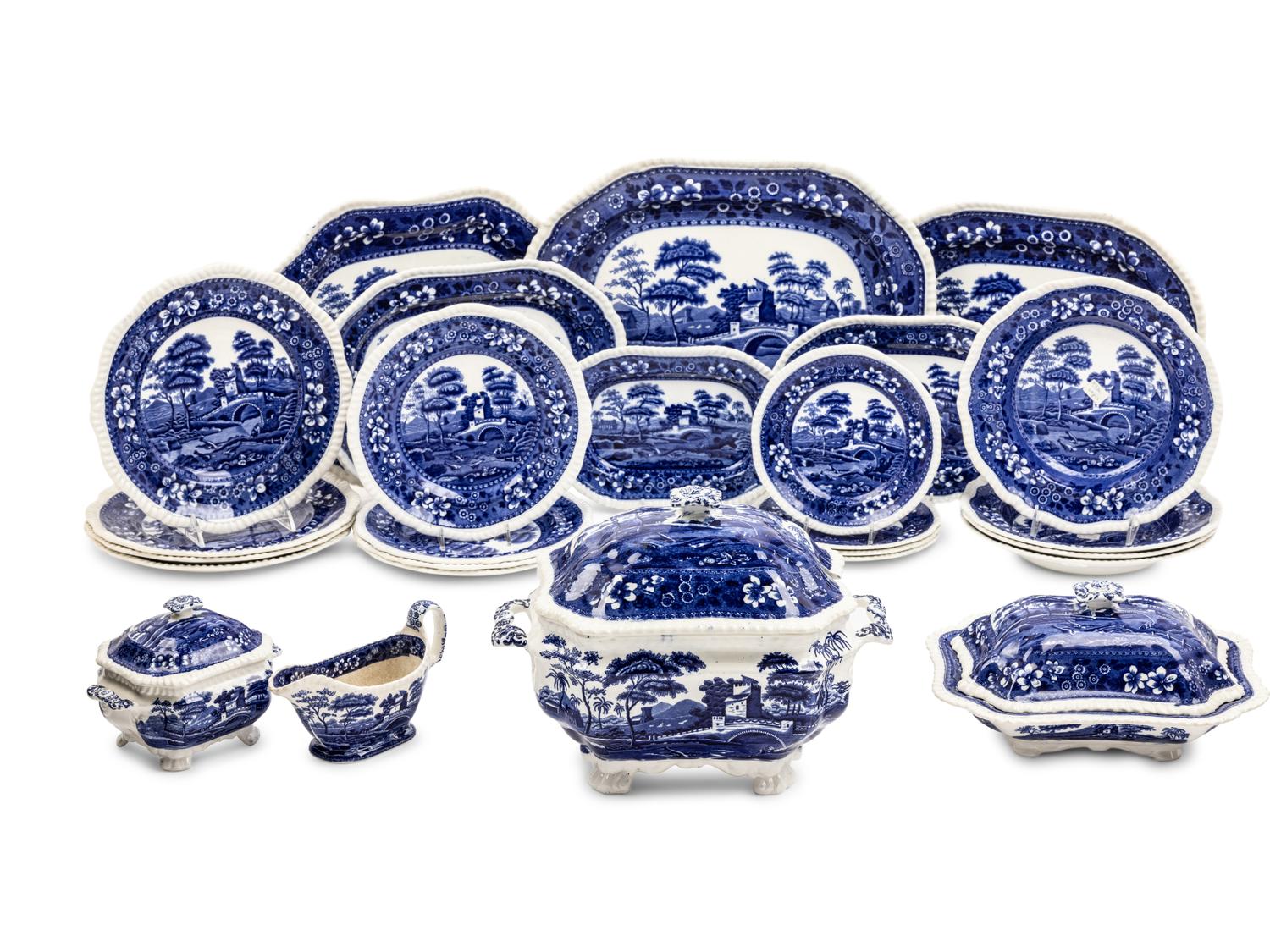 A Copeland Spode Tower Pattern Ironstone Dinner Service