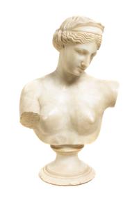 An Italian Carved Marble Bust, Height 20 inches.