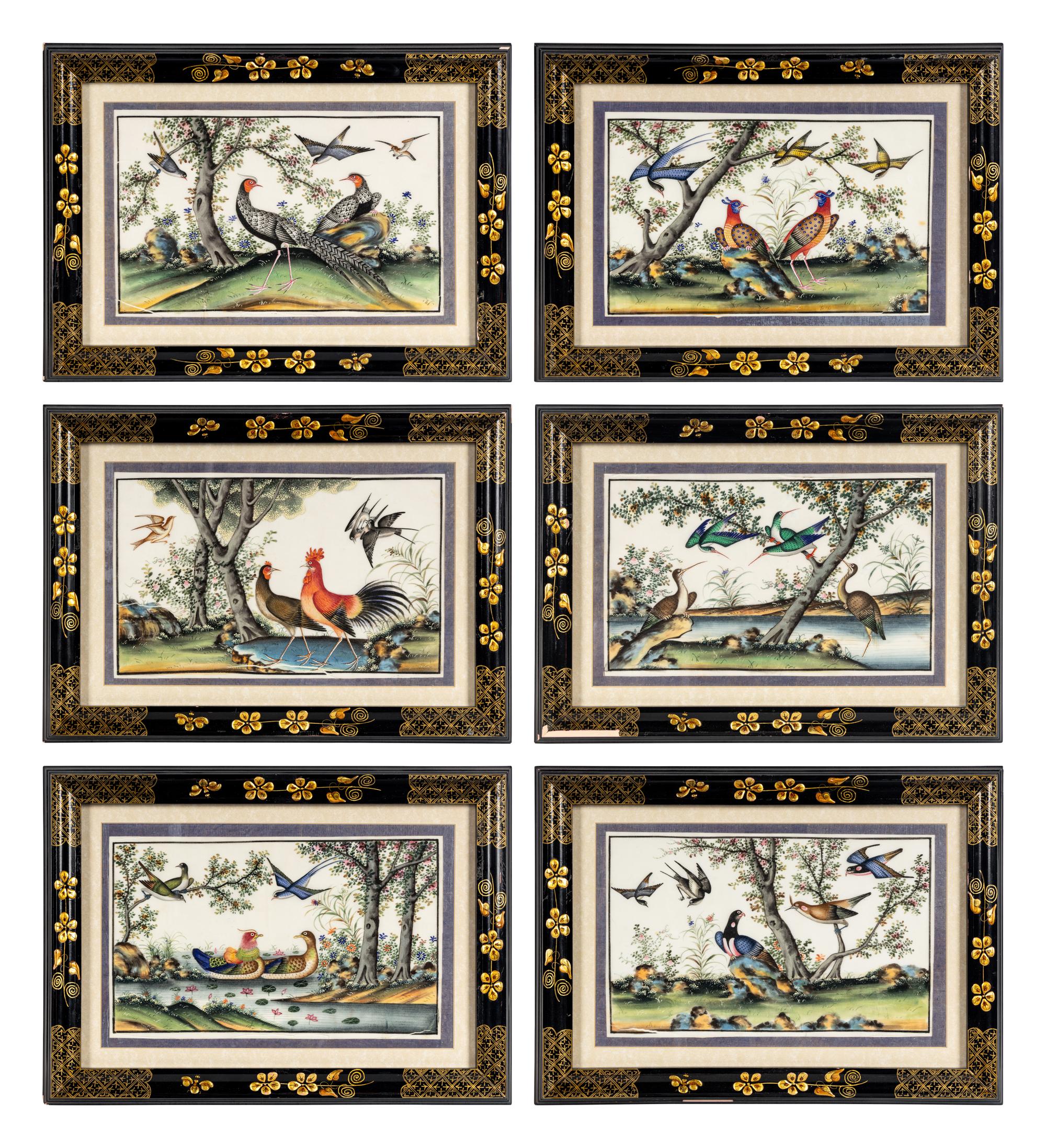 A Group of Six Chinese Export Pith Paintings
