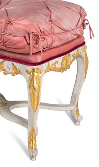 A Louis XV Style Painted and Parcel Gilt Bench
