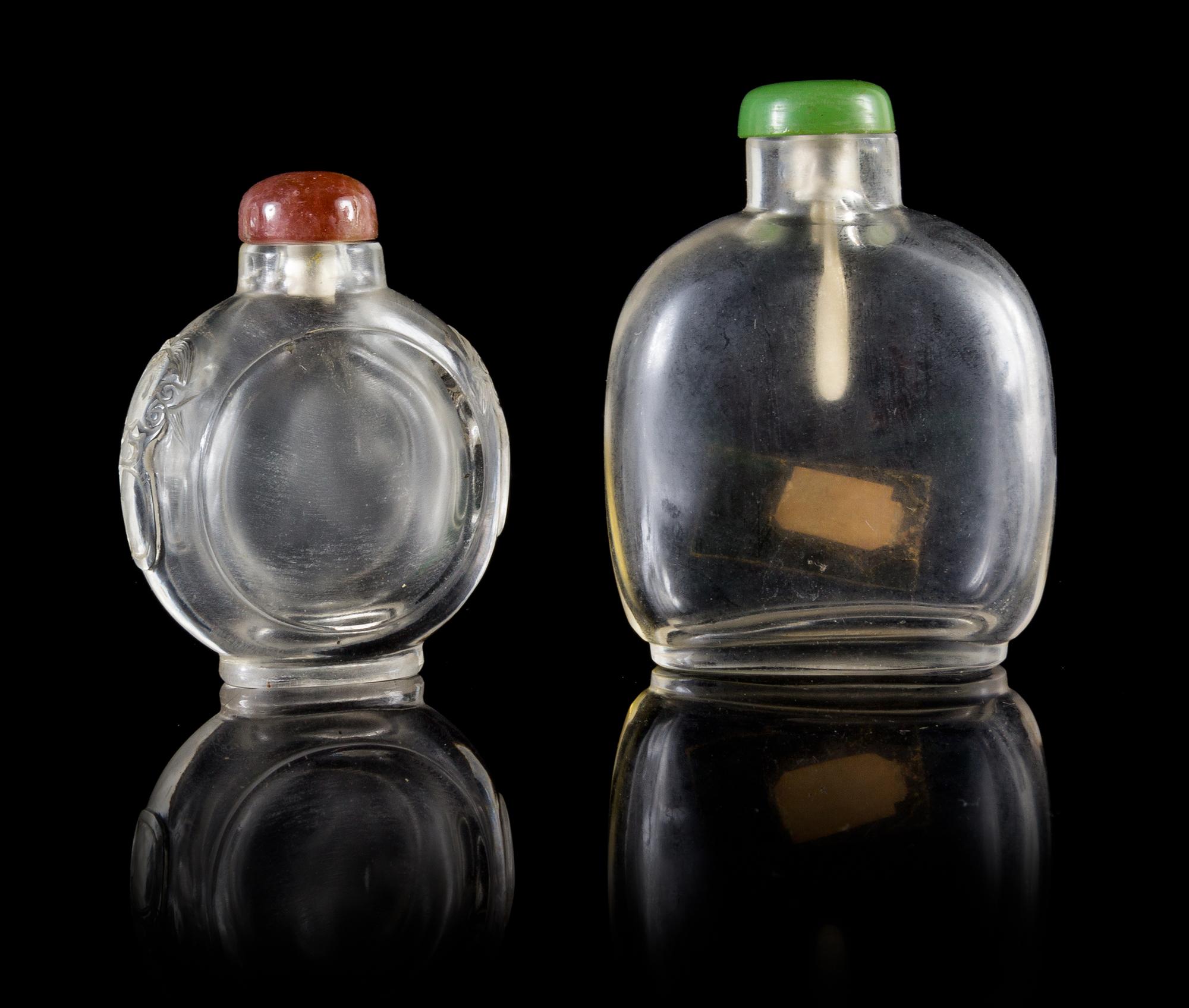 Two Rock Crystal Snuff Bottles Height of larger 2 3/4 inches.