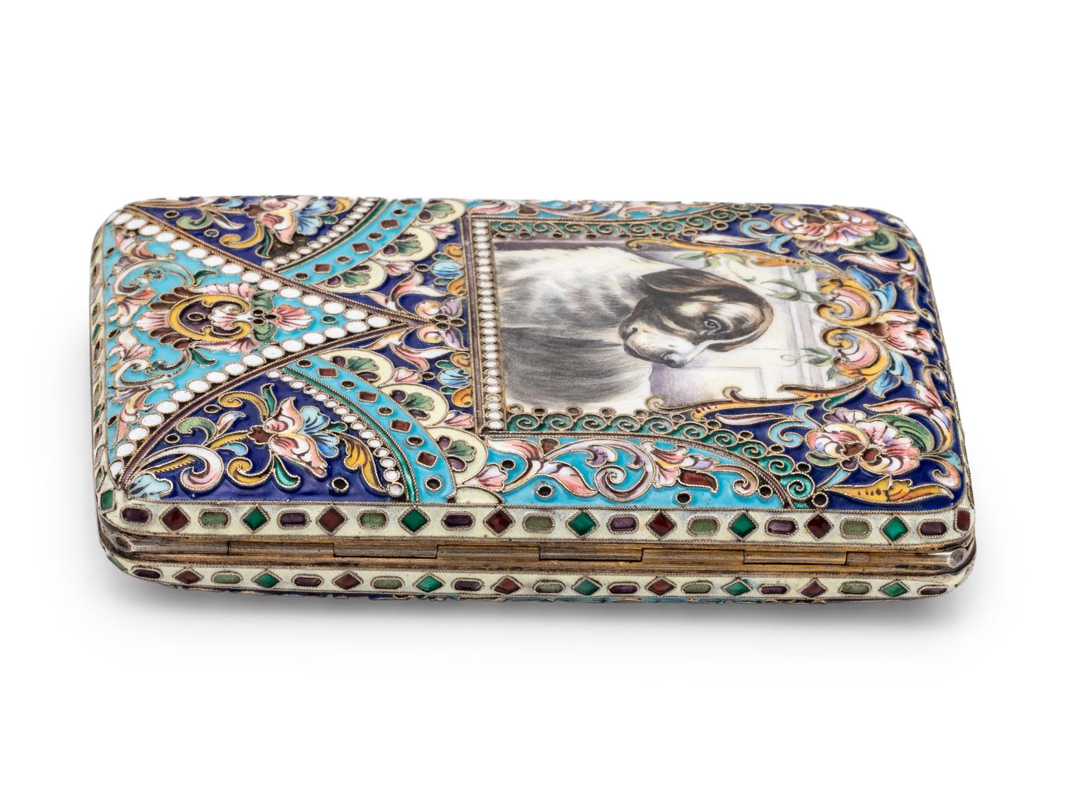 A Russian Silver and Enamel Cigarette Case