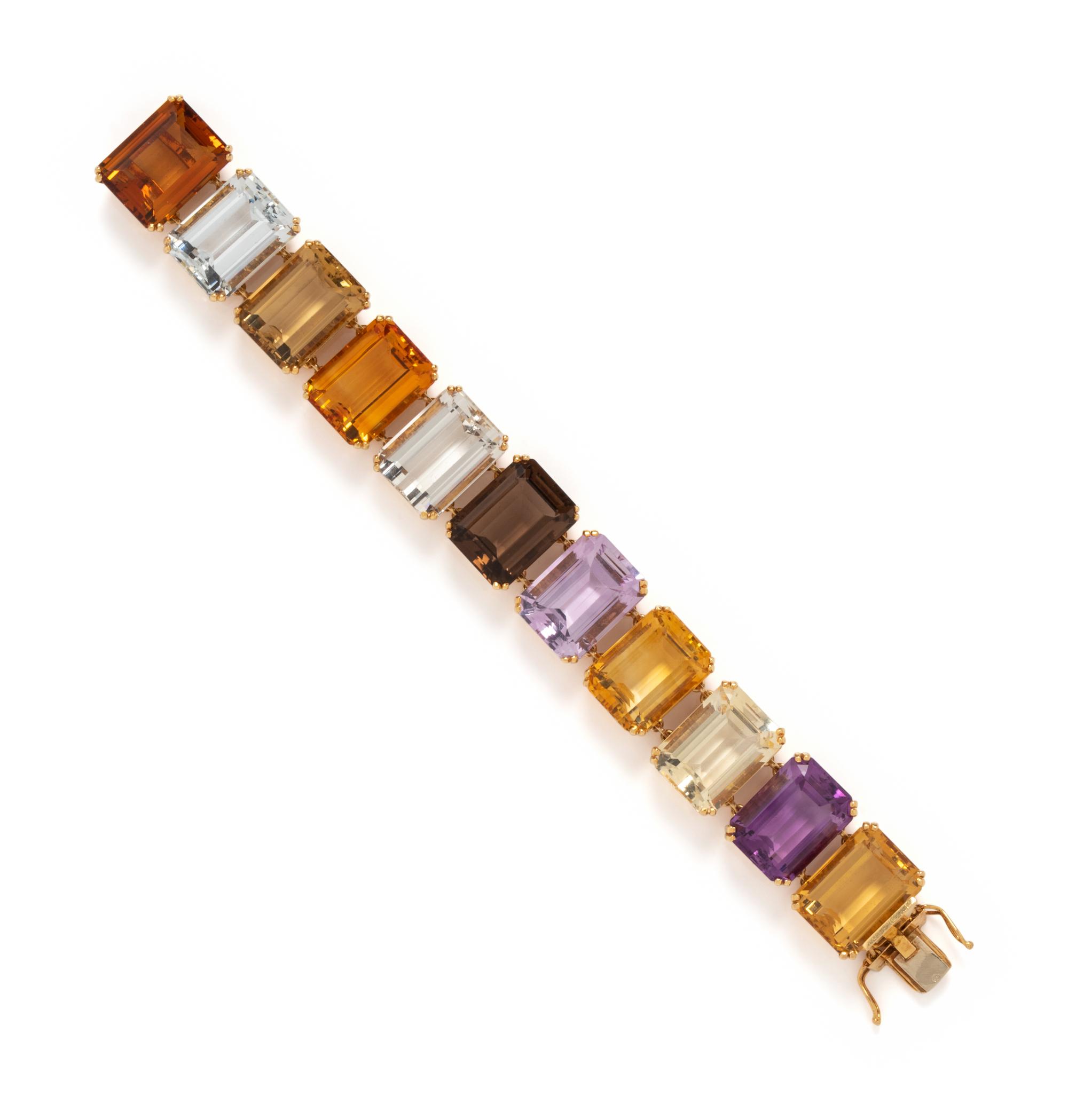 YELLOW GOLD AND MULTIGEM BRACELET