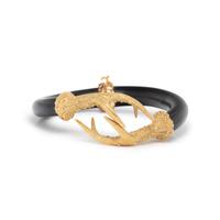 HORN AND YELLOW GOLD BANGLE BRACELET