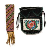 Great Lakes Beaded Pouch AND Sioux Beaded Hide Knife Sheath