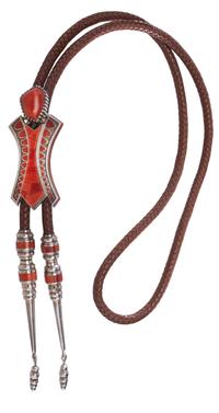 Sterling Silver Figural Bolo Tie, with Coral Lot is located and will ship from Denver, Colorado.