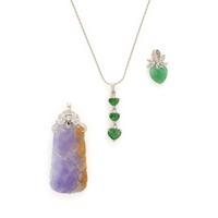 White Gold Chain with Three Pendants