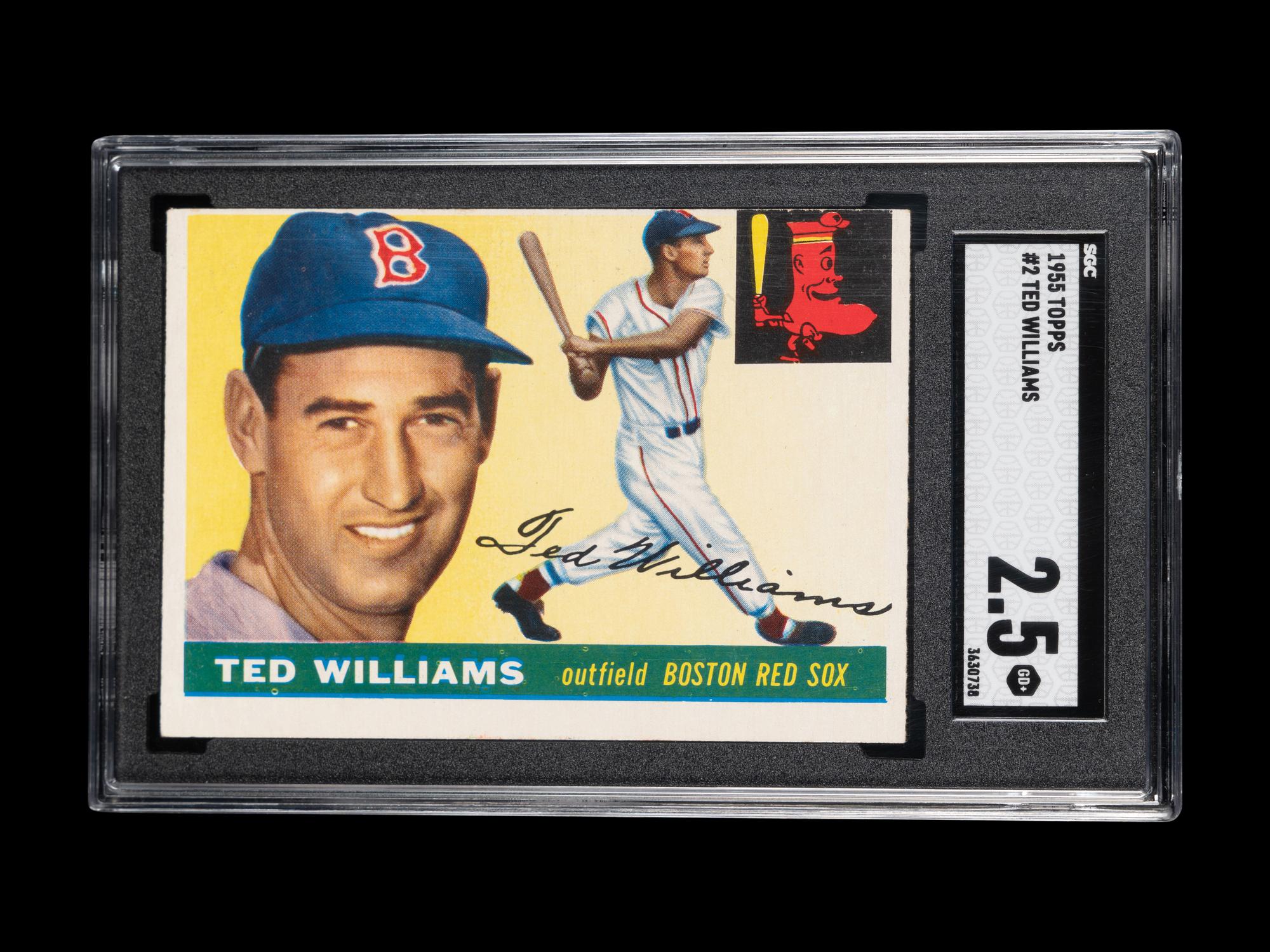 A 1955 Topps Ted Williams Baseball Card No. 2 (SGC 2.5 GOOD+)