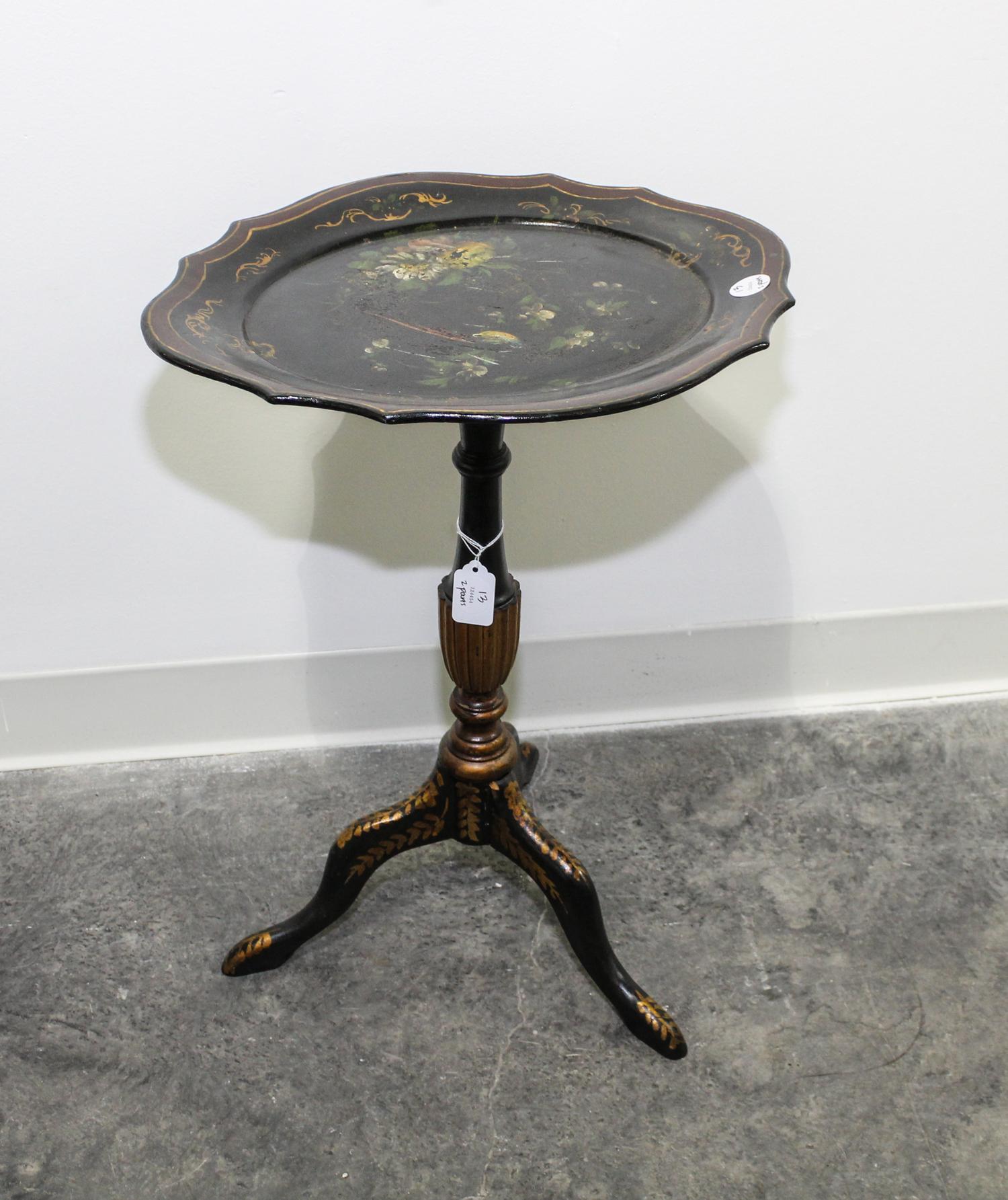A Victorian Lacquered Tripod Table Height 22 x width 16 x depth 13 1/4 inches. — 19TH/20TH CENTURY