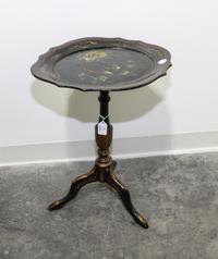 A Victorian Lacquered Tripod Table Height 22 x width 16 x depth 13 1/4 inches. — 19TH/20TH CENTURY