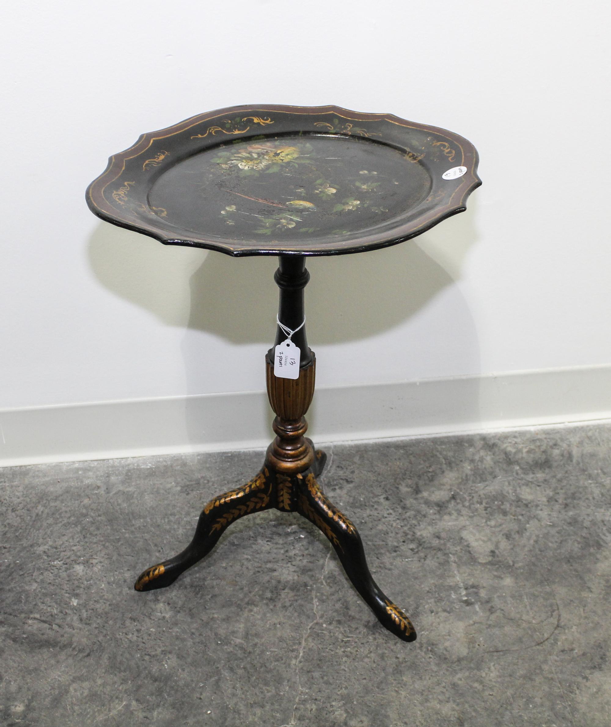 A Victorian Lacquered Tripod Table Height 22 x width 16 x depth 13 1/4 inches. — 19TH/20TH CENTURY