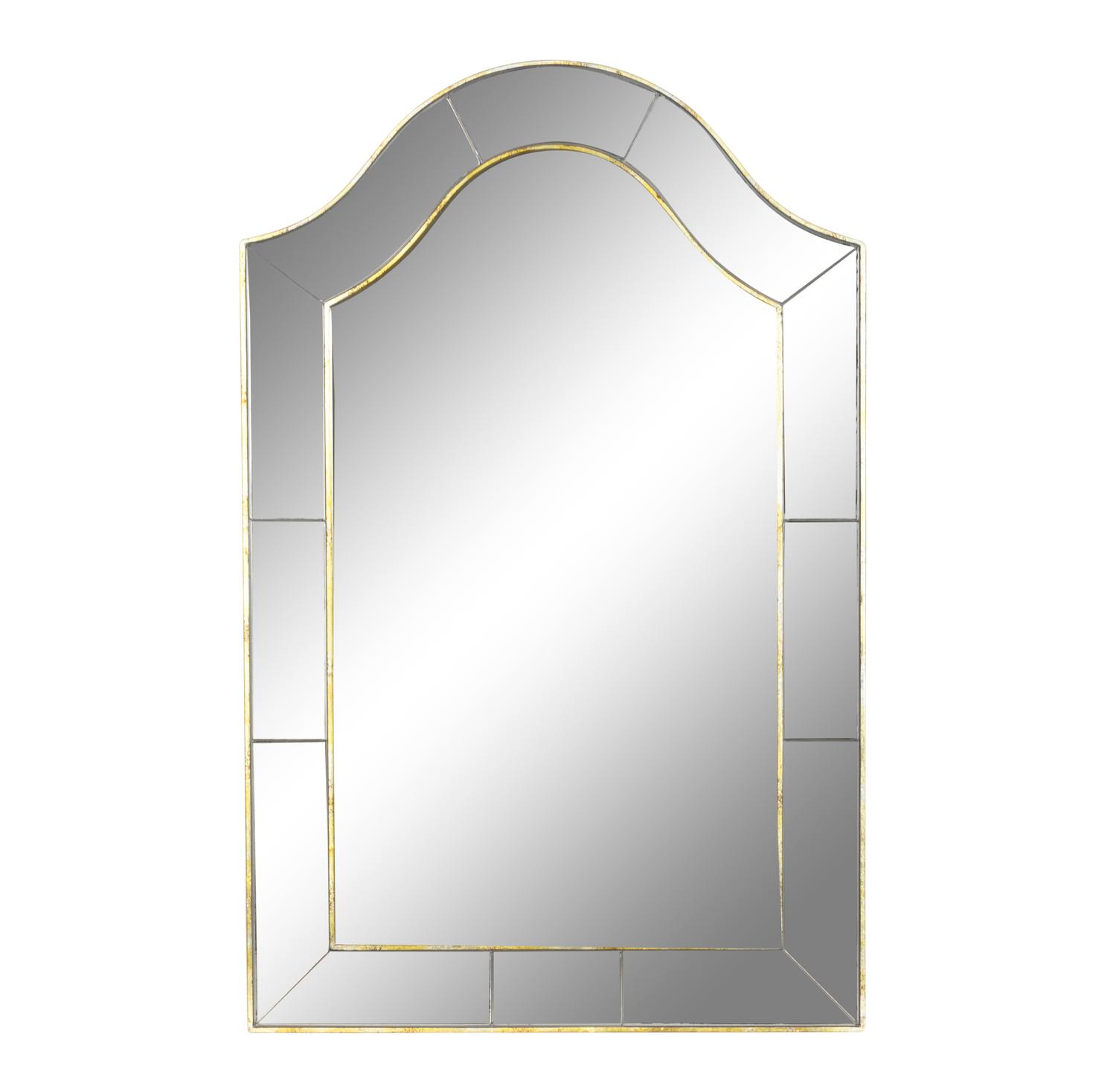 A Pair of Art Deco Style Mirror Veneered Commodes and a Pair of Coordinating Parclose Mirrors