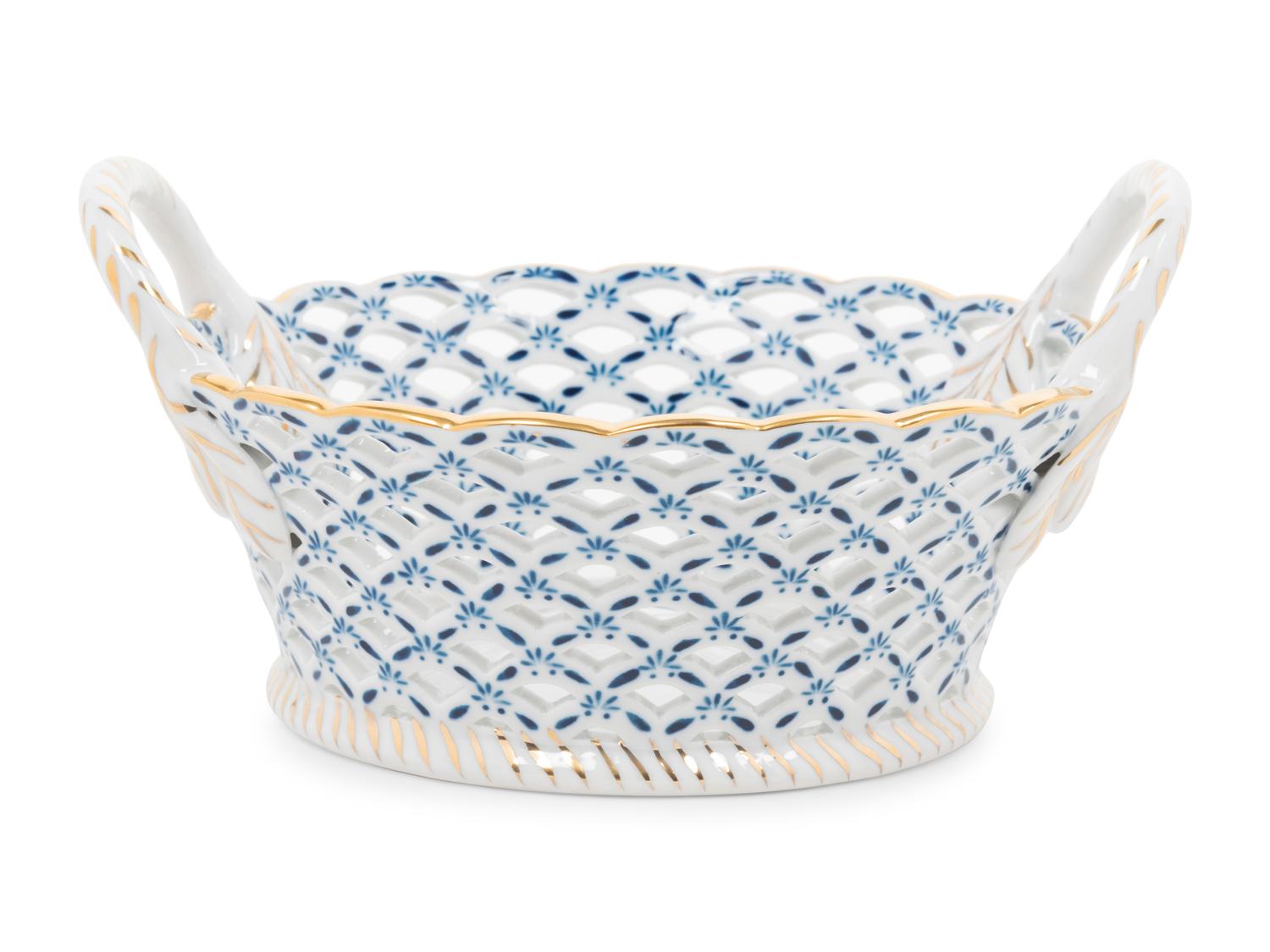 A Continental Porcelain Basket