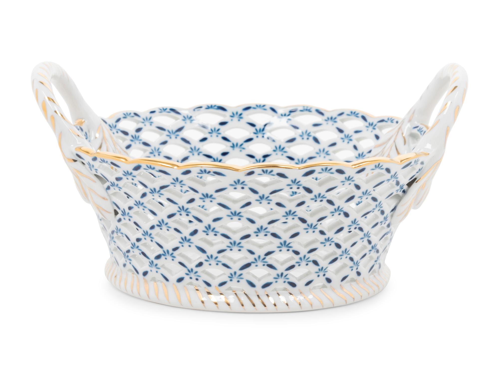 A Continental Porcelain Basket