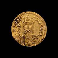 [ANCIENTS] BYZANTINE EMPIRE. Theophilus (c. 829-842 AD). Av Solidus (4.4g, 22mm); the reverse showing the crowned facing busts of Michael and Constantine.