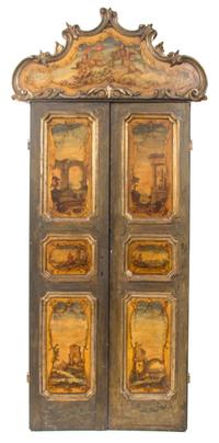 Two Pairs of Venetian Style Painted and Parcel Gilt Doors Height of each 99 1/2 x width 45 3/4 inches. — 19TH CENTURY