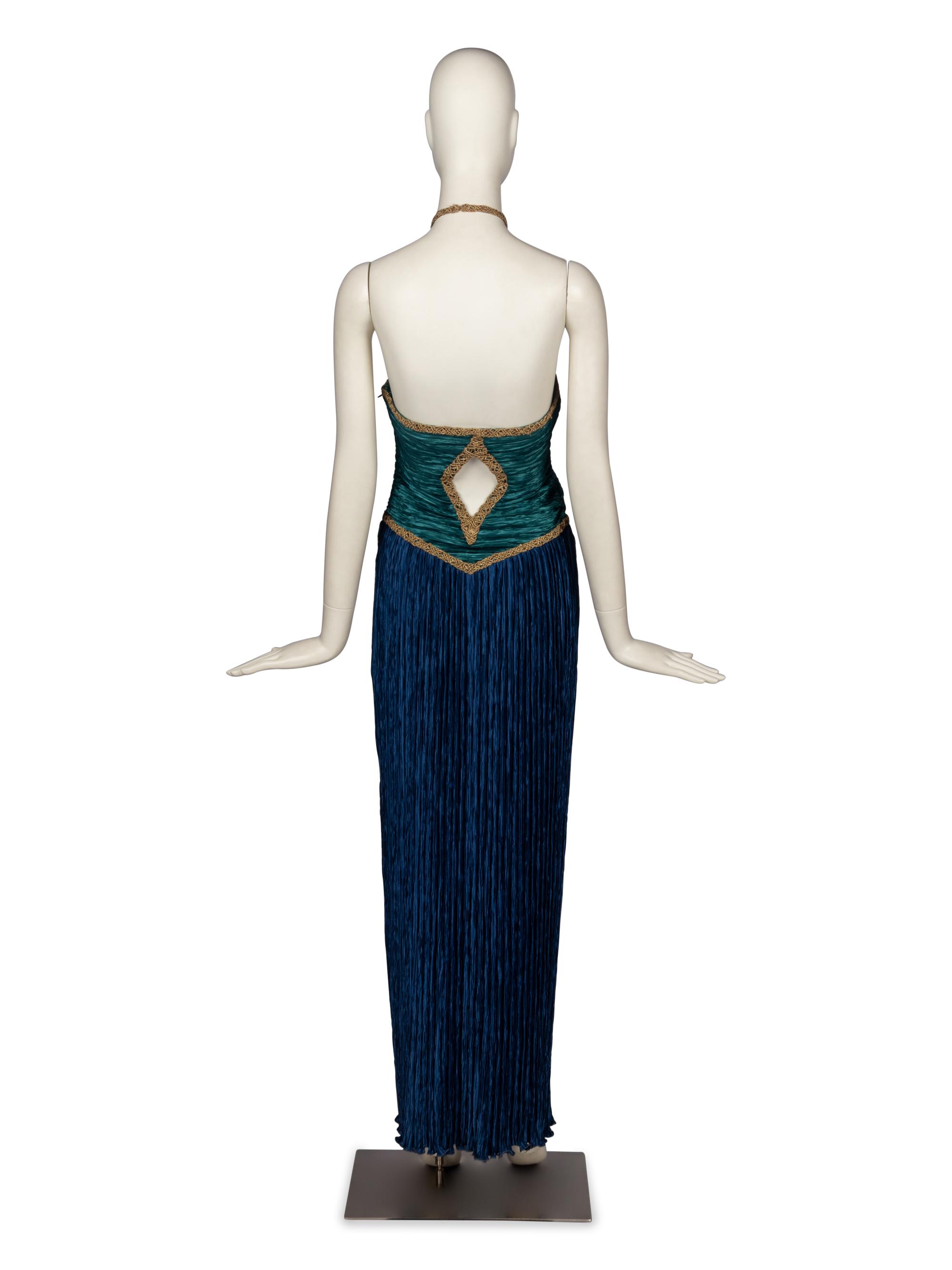 Mary McFadden Pleated Halter Gown