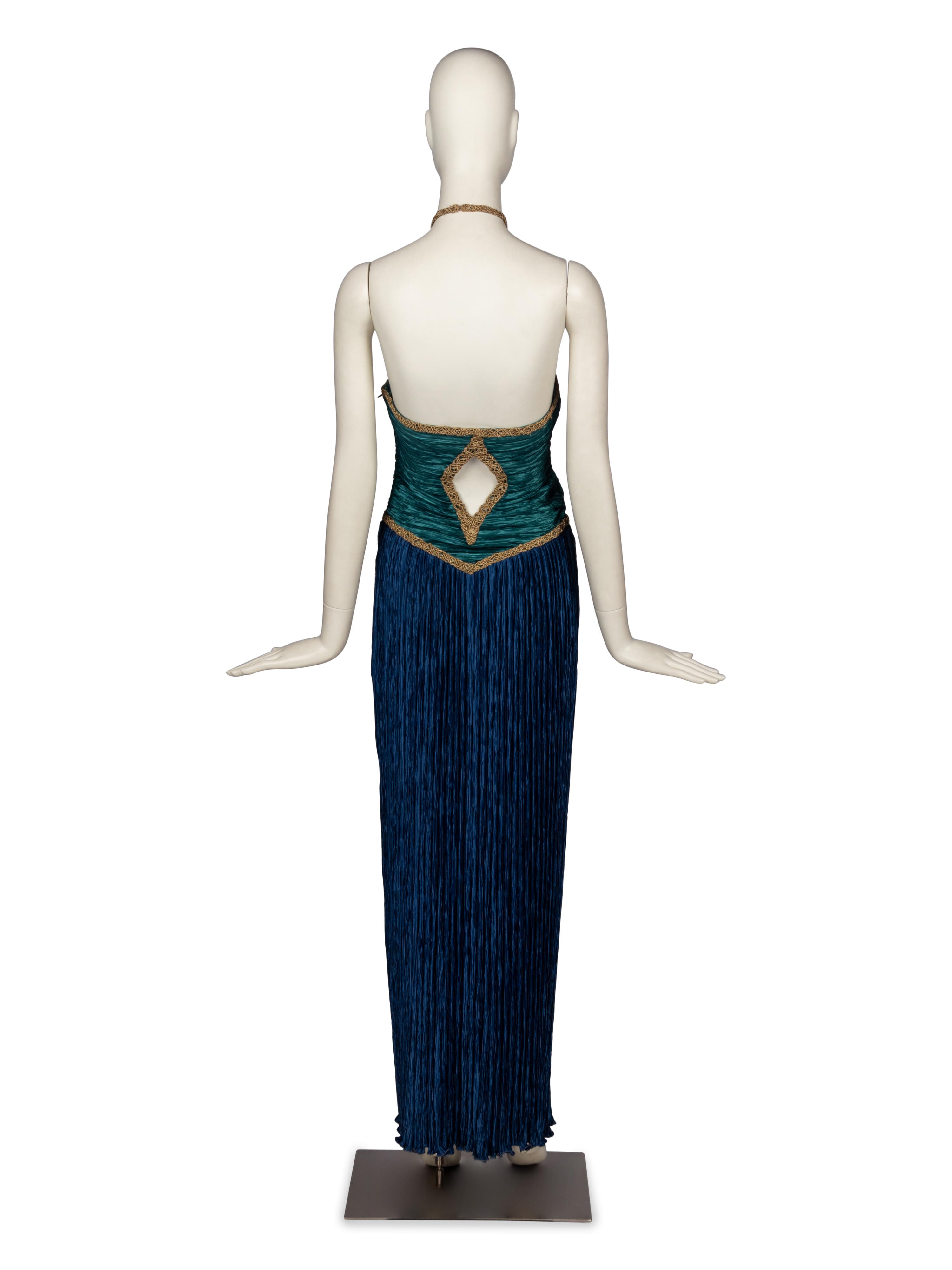 Mary McFadden Pleated Halter Gown