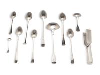 A Collection of Irish and English Silver Flatware Articles