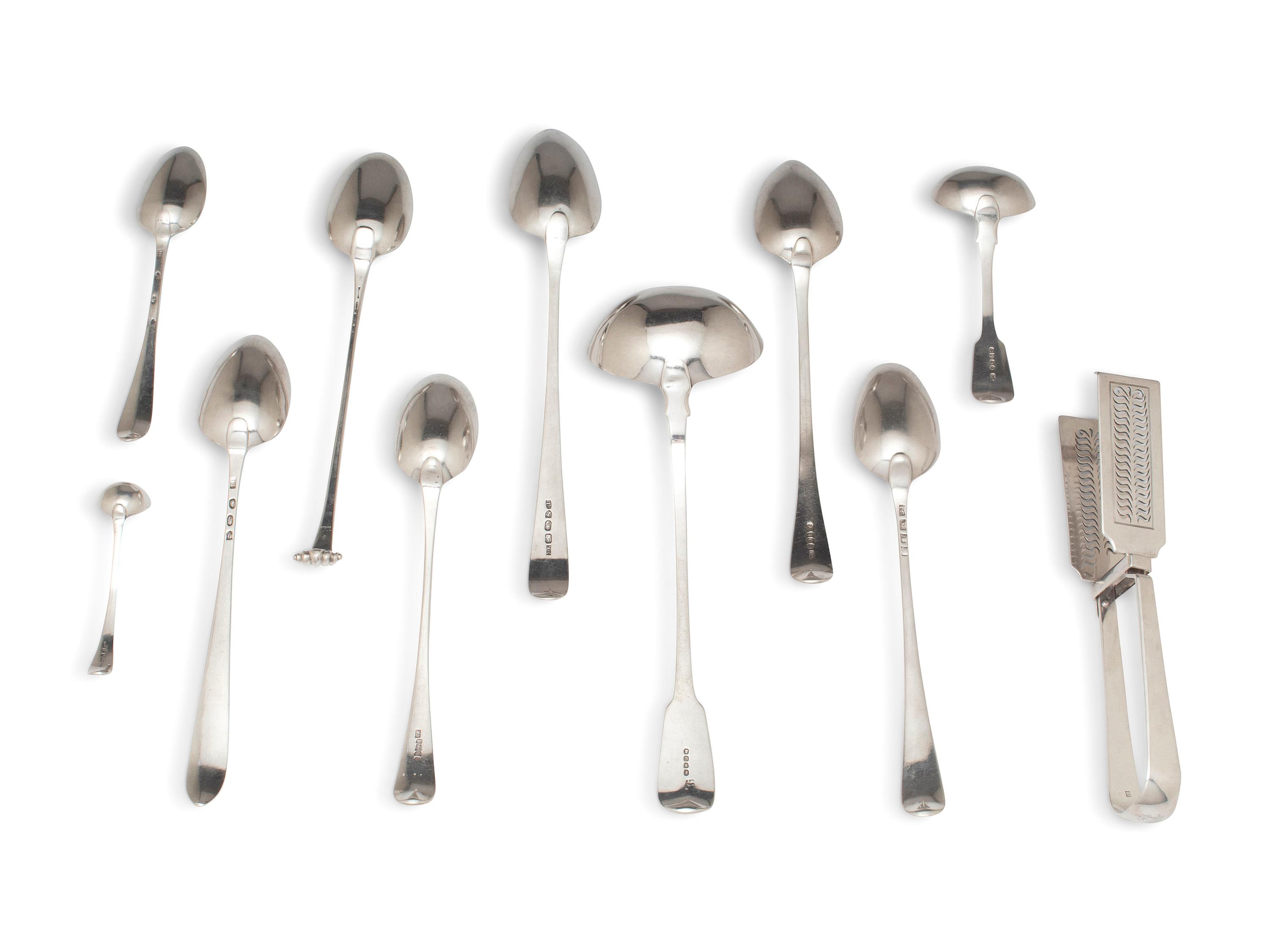 A Collection of Irish and English Silver Flatware Articles