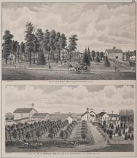 Printed City Views and Farm Scenes of Bloomingdale and Dupage County, Ill. N.p.: N.d. 23 x 21 In. Matted and framed.