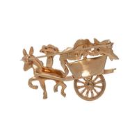 YELLOW GOLD AND MULTIGEM DONKEY WITH FLOWER CART BROOCH