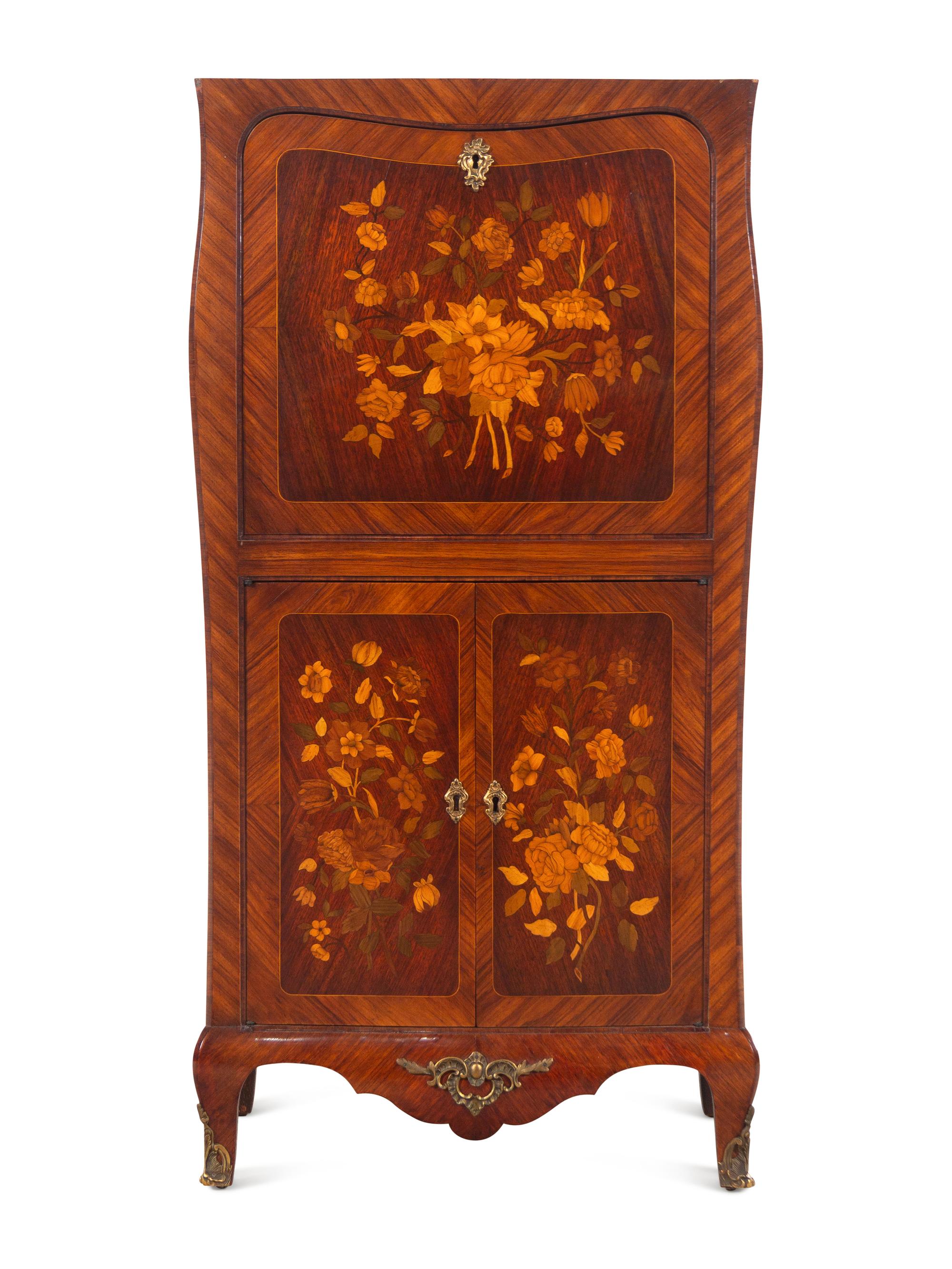 A Continental Marquetry Secrétaire à Abattant