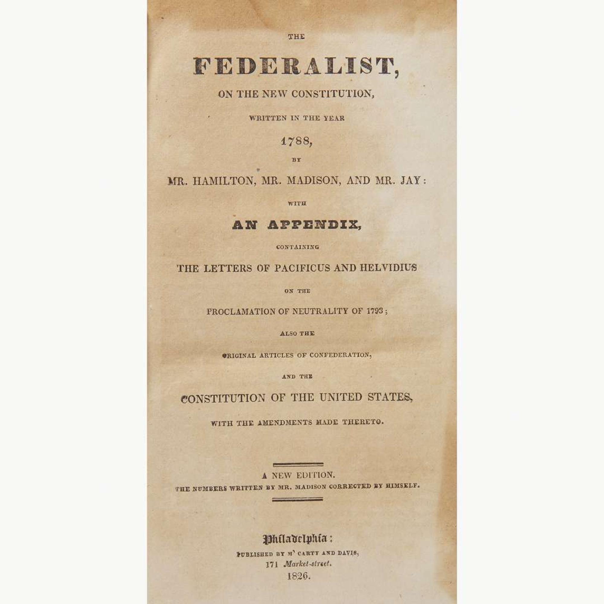 [Hamilton, Alexander] [Constitution] The United States Chronicle: Political, Commercial, and Historical