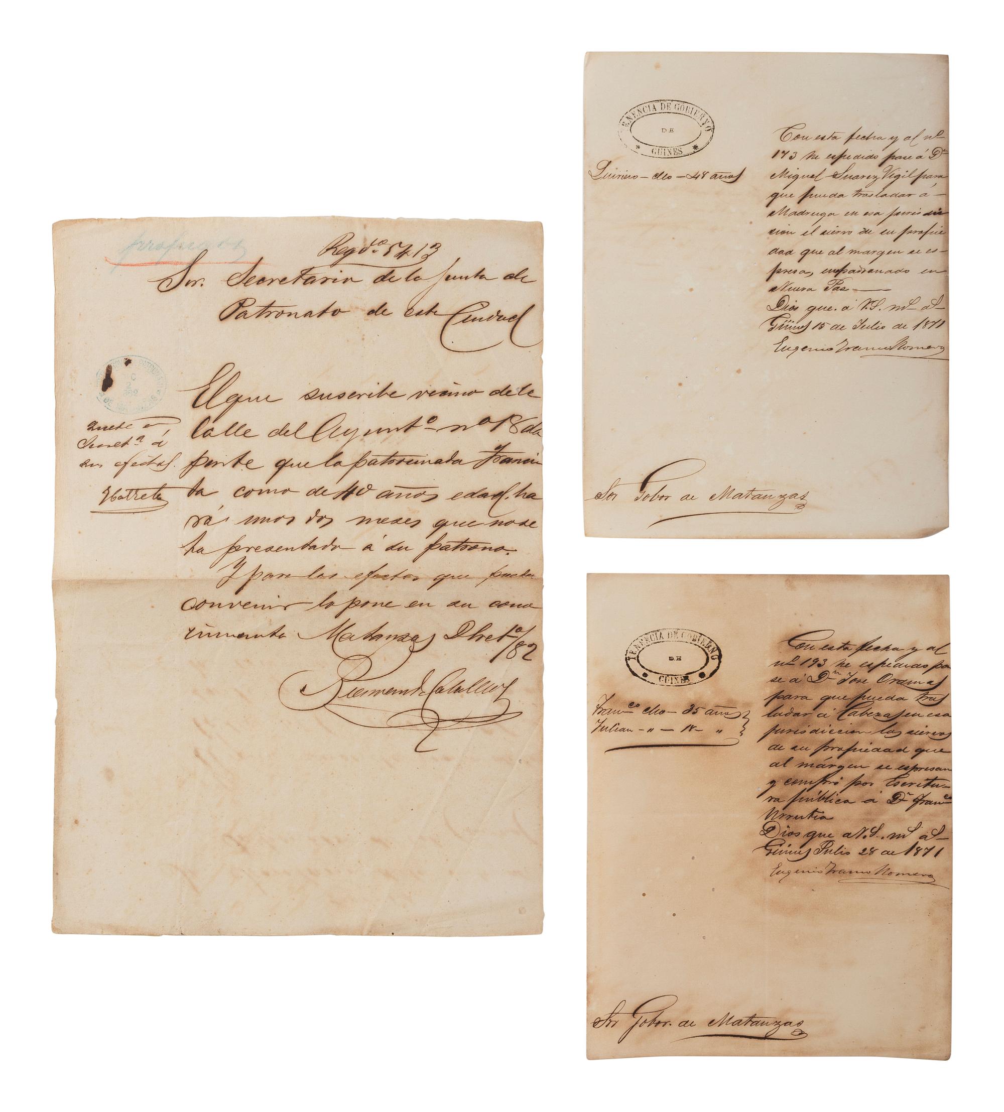[ENSLAVEMENT & ABOLITION]. A group of 29 assorted Cuban documents, some involving enslaved persons.