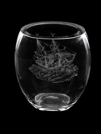 A Val St. Lambert Etched Glass Vase