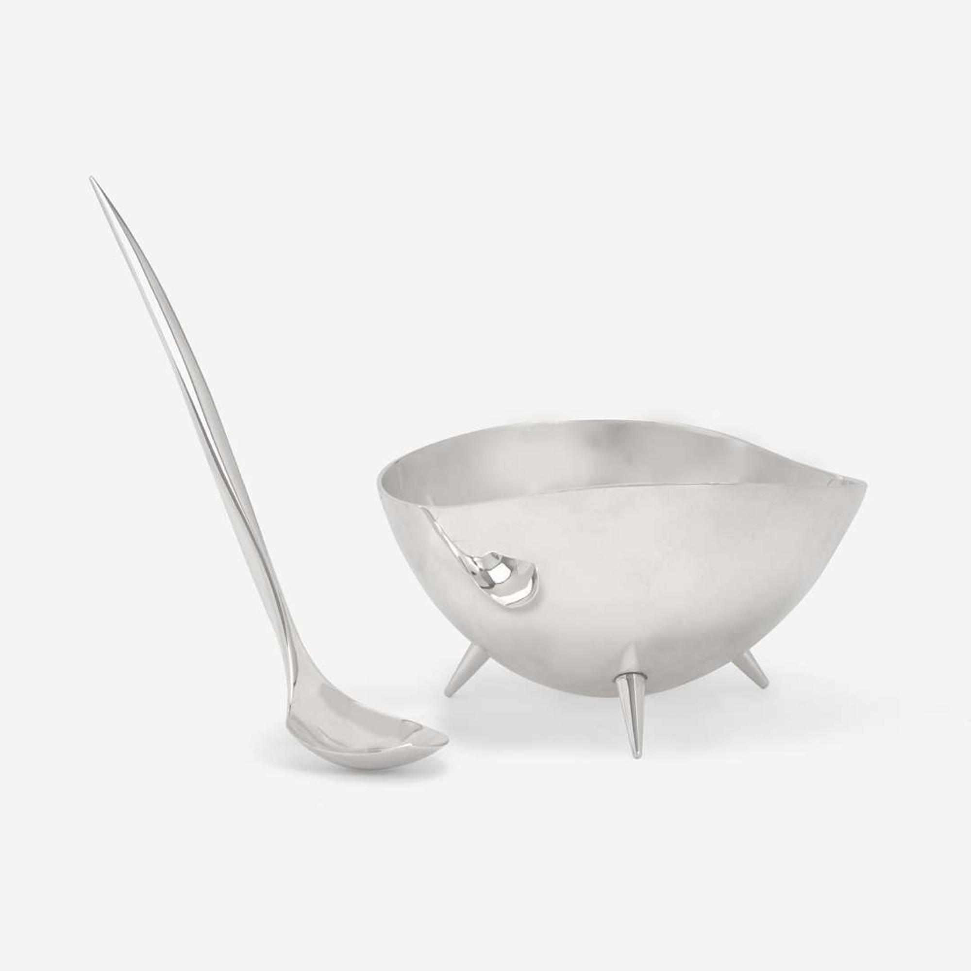Donald Wright (American, 1930-2012) A Silver Bowl and Spoon, USA, circa 1960s