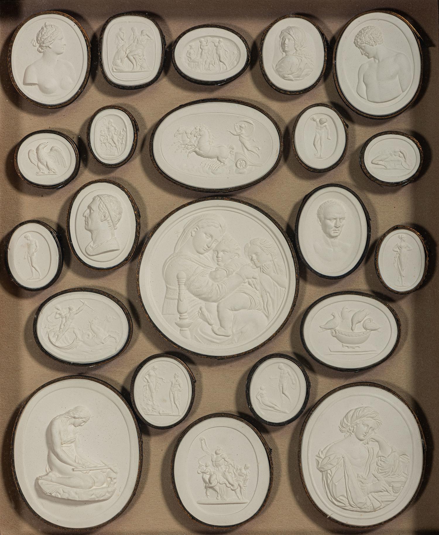Four Framed Groups of Grand Tour Plaster Intaglios