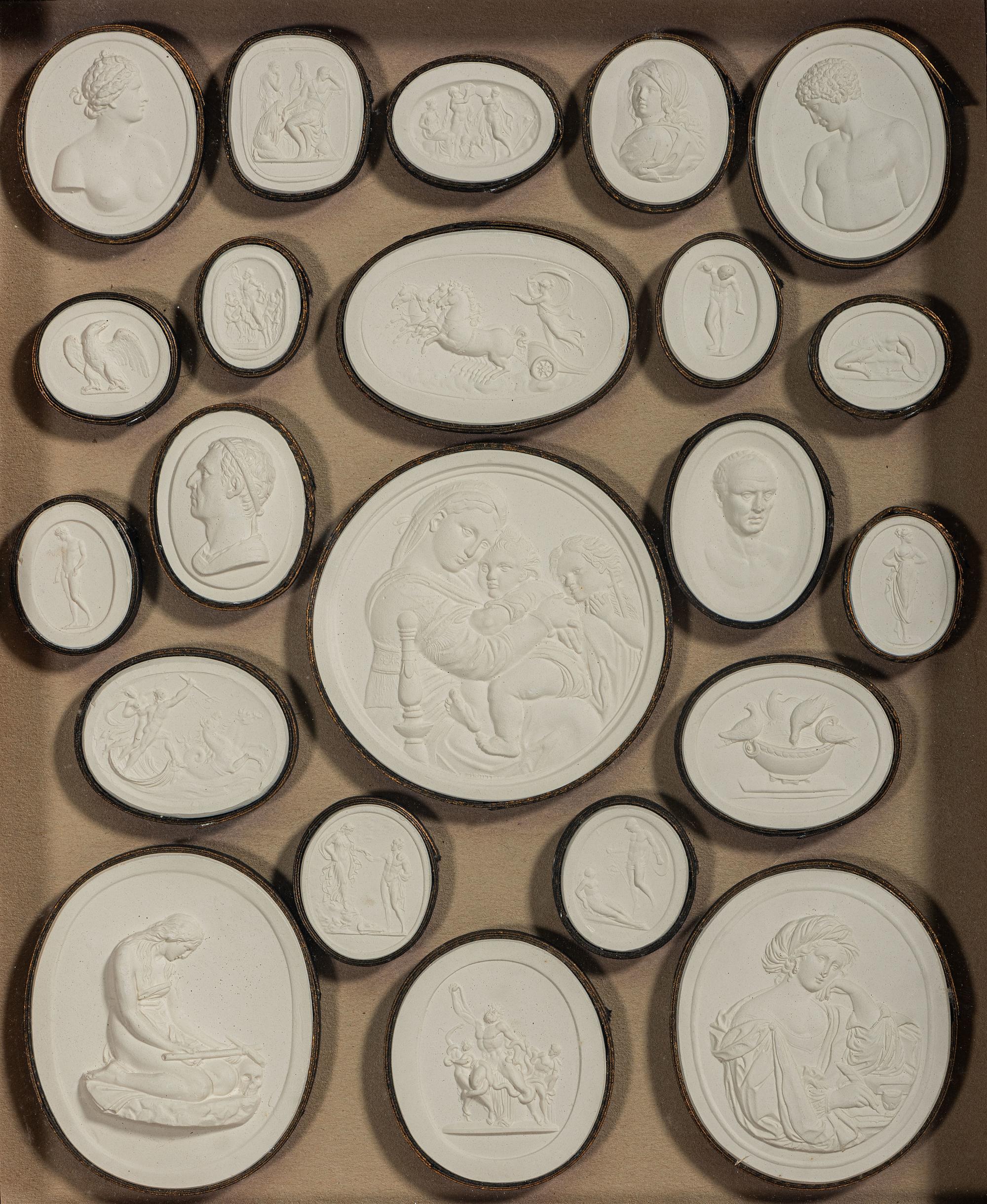 Four Framed Groups of Grand Tour Plaster Intaglios