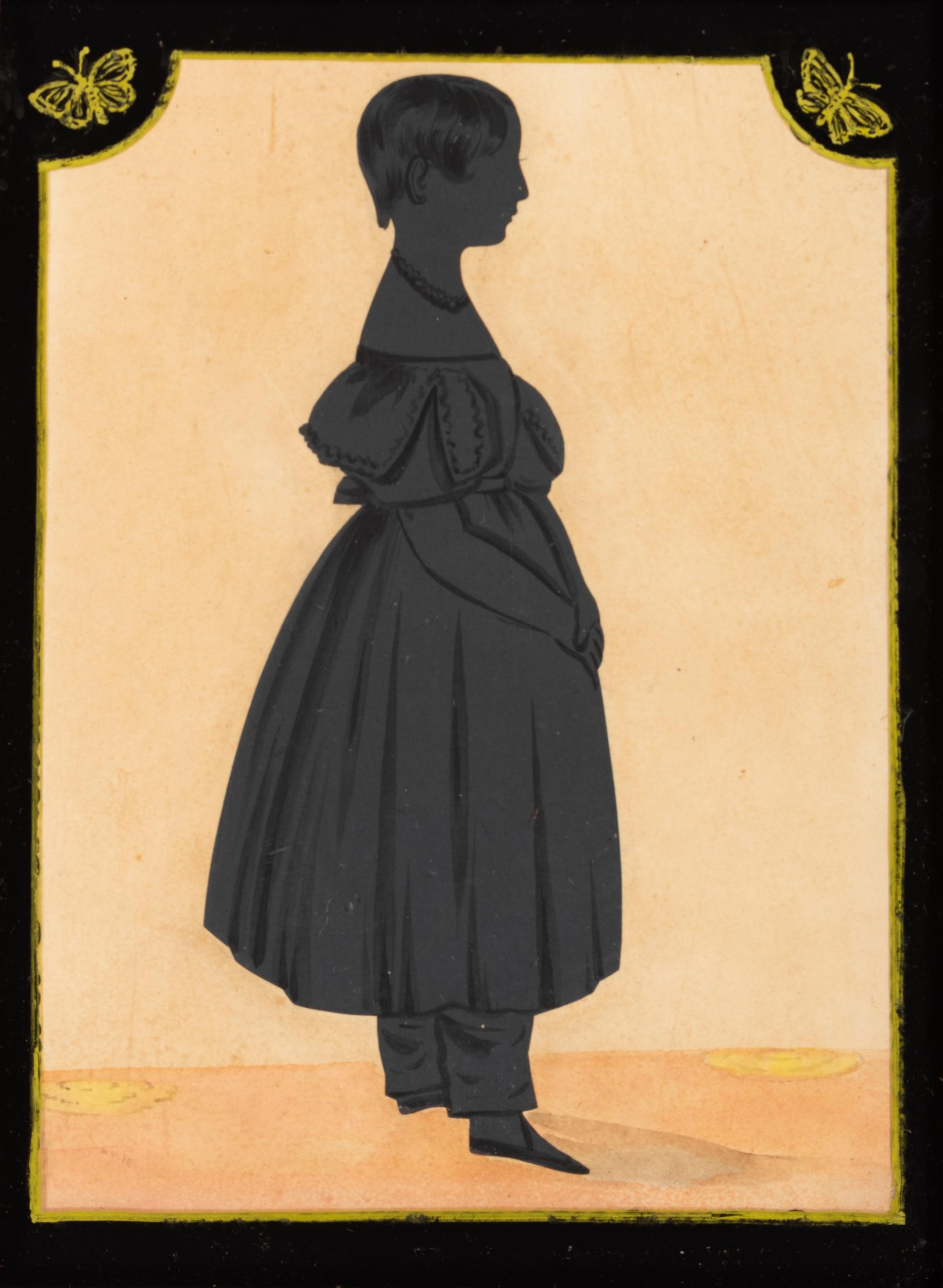 A Gouache Full Length Silhouette of a Girl