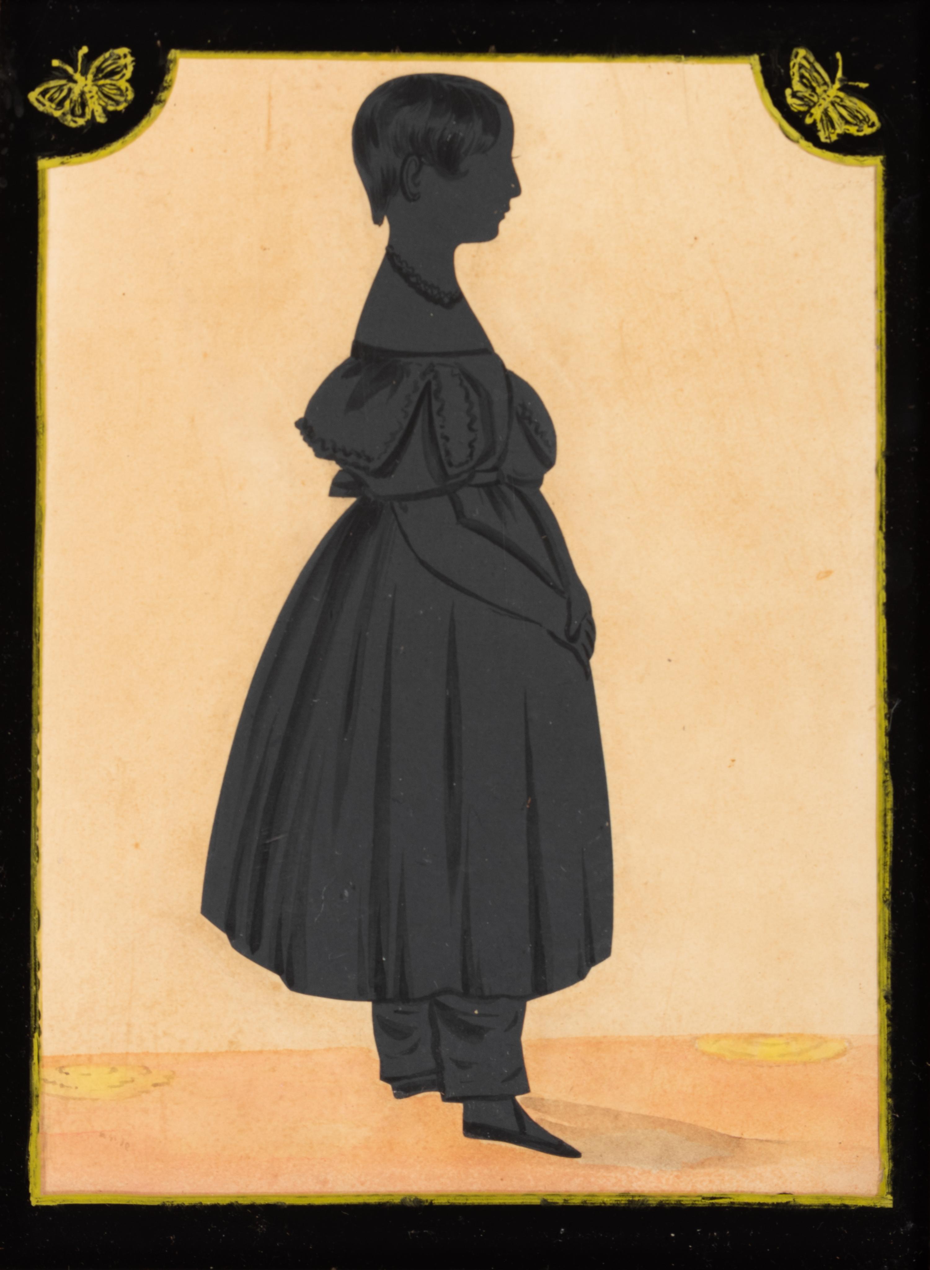 A Gouache Full Length Silhouette of a Girl