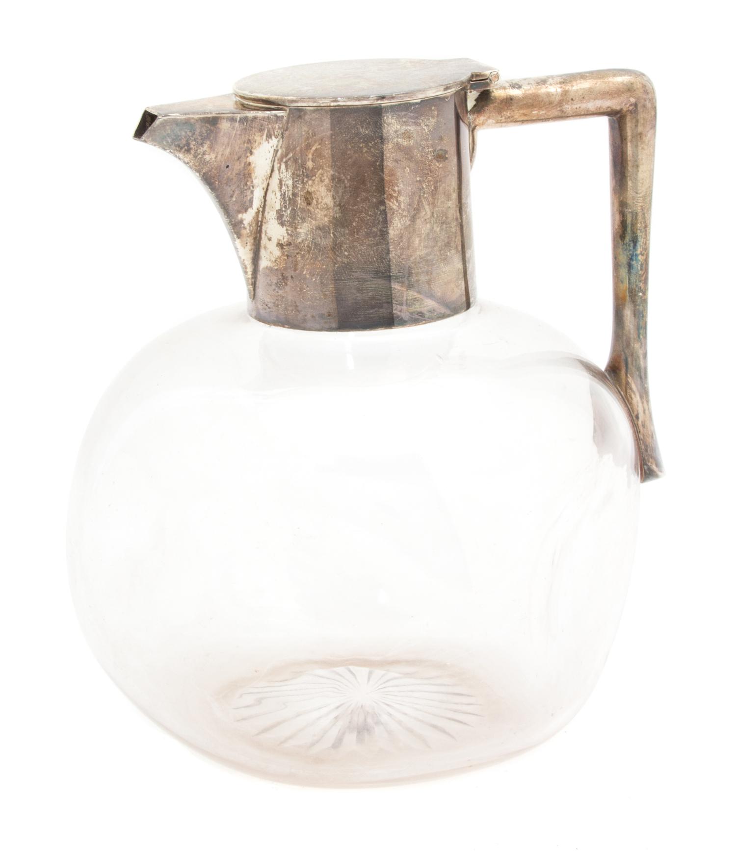 A Victorian Silver Mounted Bowl Glass Dimple Carafe, London, 1896,