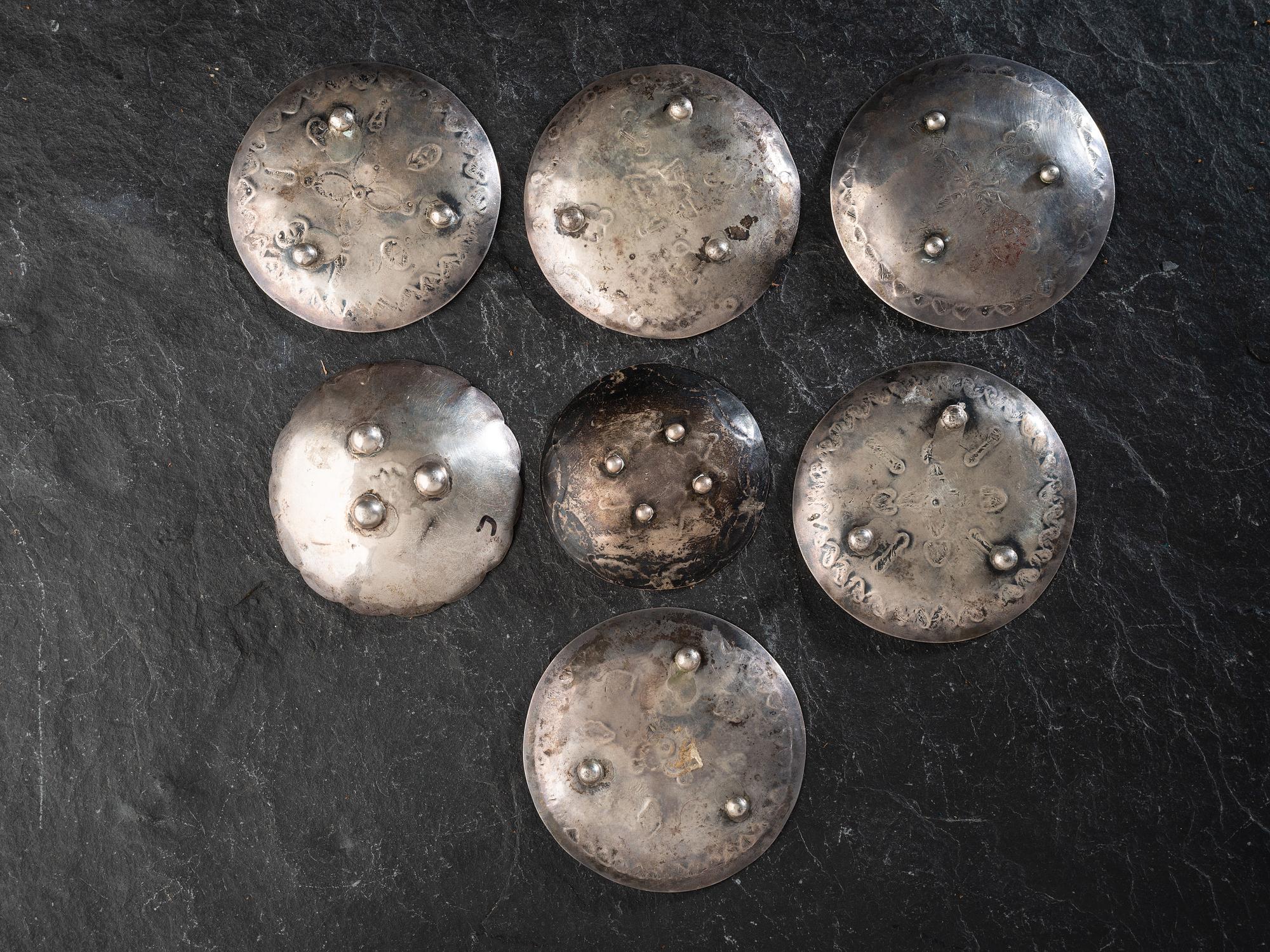 Navajo Heavily Stamped Silver Salt Trays