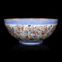 A Chinese Famille Rose 'Hundred Boys' Eggshell Porcelain Bowl, 20th Century — 近代 粉彩百子圖蛋殼瓷碗