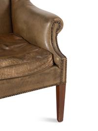 An English Mahogany Leather-Upholstered Wingback Armchair