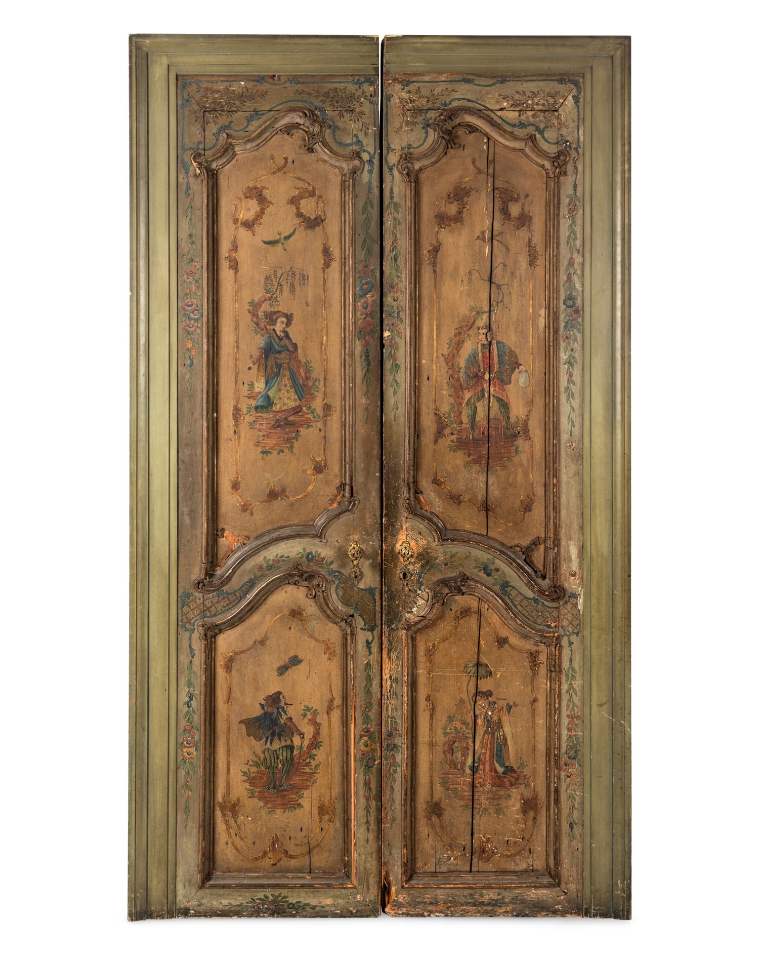 A Pair of Italian Rococo Painted Doors from the Embassy of Italy, Washington, D.C.