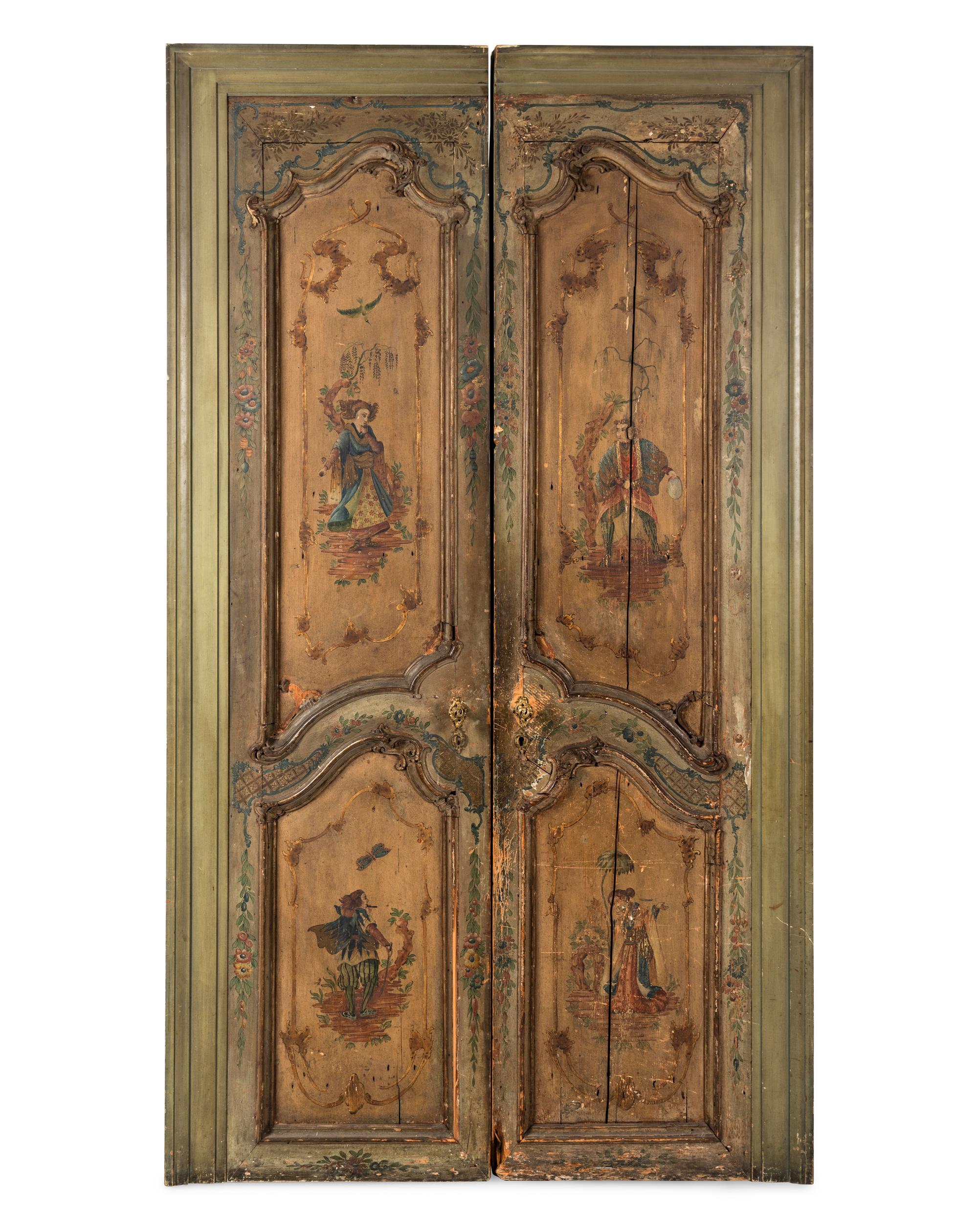 A Pair of Italian Rococo Painted Doors from the Embassy of Italy, Washington, D.C.
